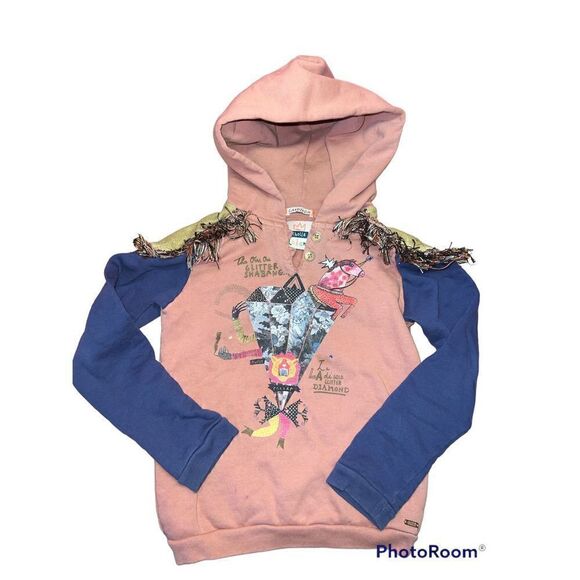 Scotch & Soda scotch R’belle girl 6 fringe shoulder diamond fuzzy fluffy cozy - Picture 1 of 7